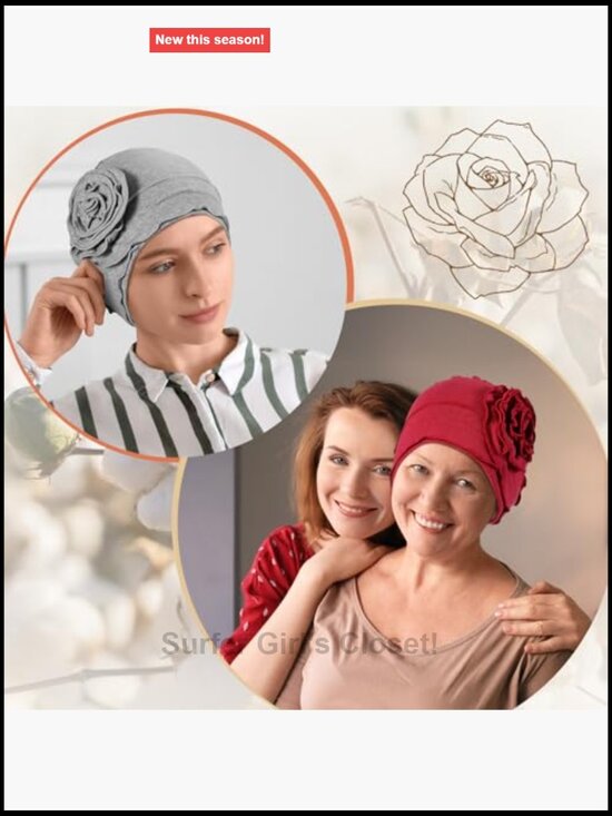 6 Pack Cotton Chemo Turban Headwear Beanie for Women Hair Loss Soft Elastic Cap
